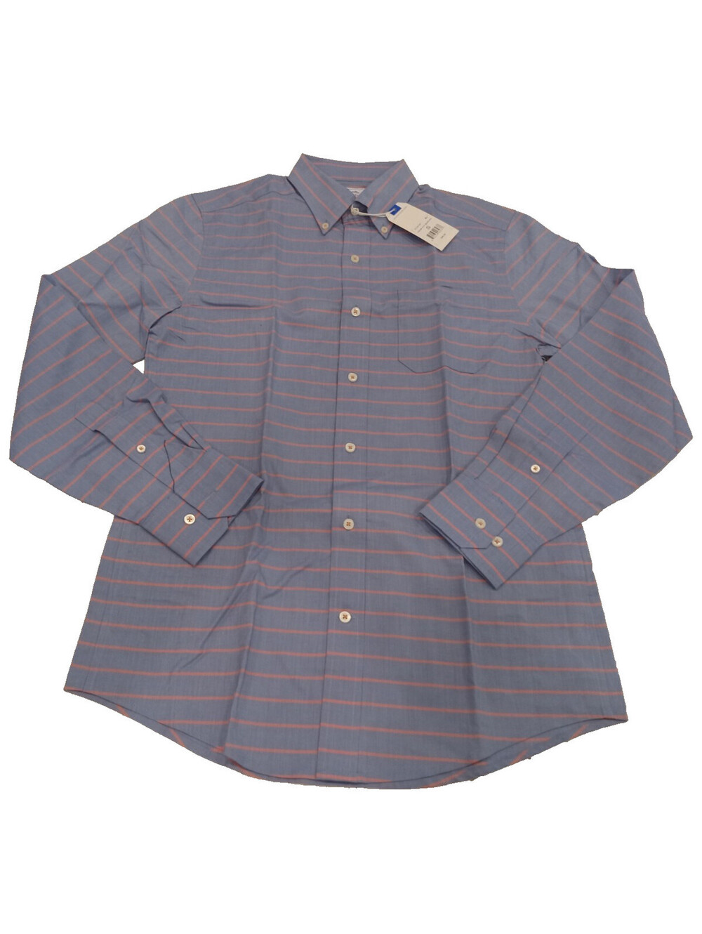 Southern Tide Shirt Mens Small Blue Orange Stripe Trim Fit Long Sleeve Pocket S